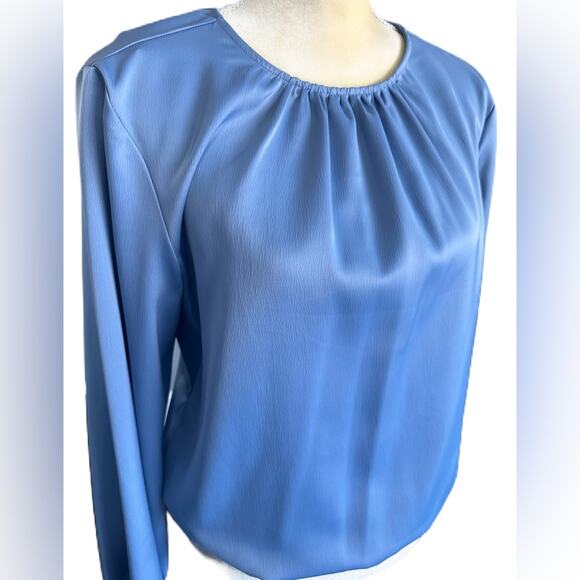 Worthington Womens Scoop Neck Short Sleeve Satin Blouse Size S - Picture 2 of 6